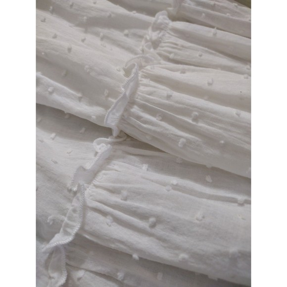 White Boho Top Blouse Fringe Elastic Waist Beach Clothing Culture Kitch Sz L - Picture 7 of 9